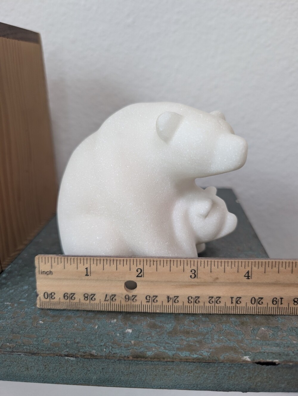 Cassiar Jade Heavy White Marble Polar Bear & Cub 4" Figurine with Box - Picture 11 of 13